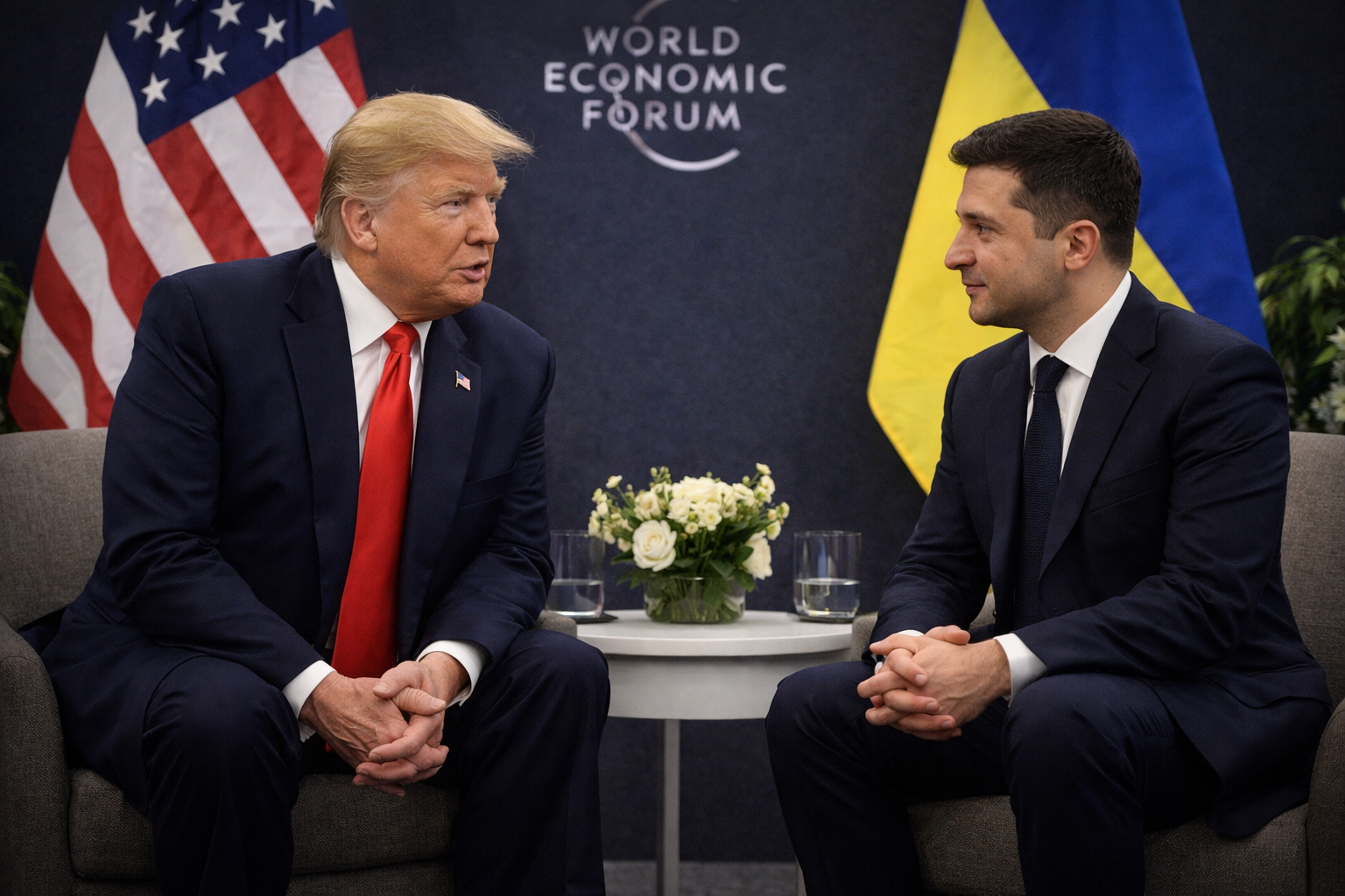 U.S. President Trump Meets Ukraine’s Zelenskyy at Davos to Push Peace Initiative